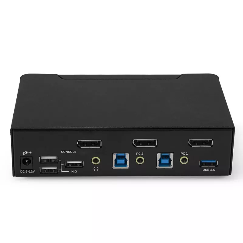 Lindy 2 Portu DisplayPort 1.4, USB 3.0 un Audio KVM slēdzis