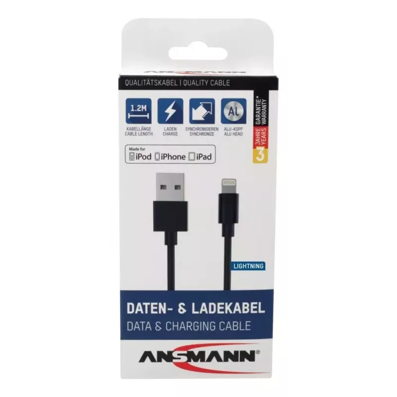 Lightning kabelis Ansmann 1700-0078 1.2m melns