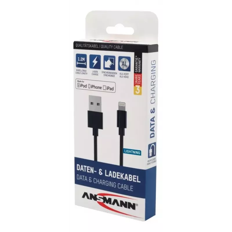 Lightning kabelis Ansmann 1700-0078 1.2m melns