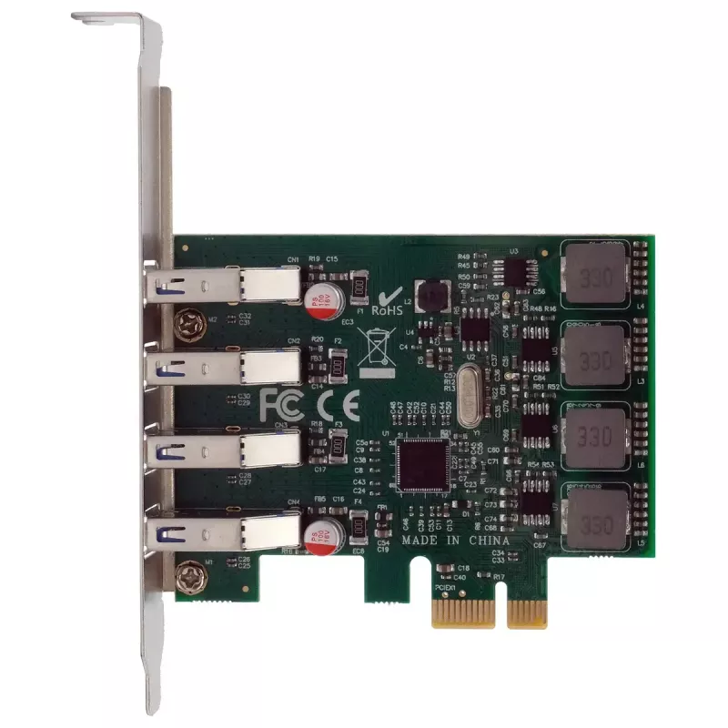 EXSYS 4-portu USB 3.2 Gen 1 PCIe karte ar pašbarošanu 3A Renesas
