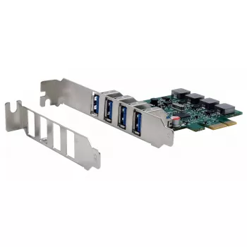EXSYS 4-portu USB 3.2 Gen 1 PCIe karte ar pašbarošanu 3A Renesas