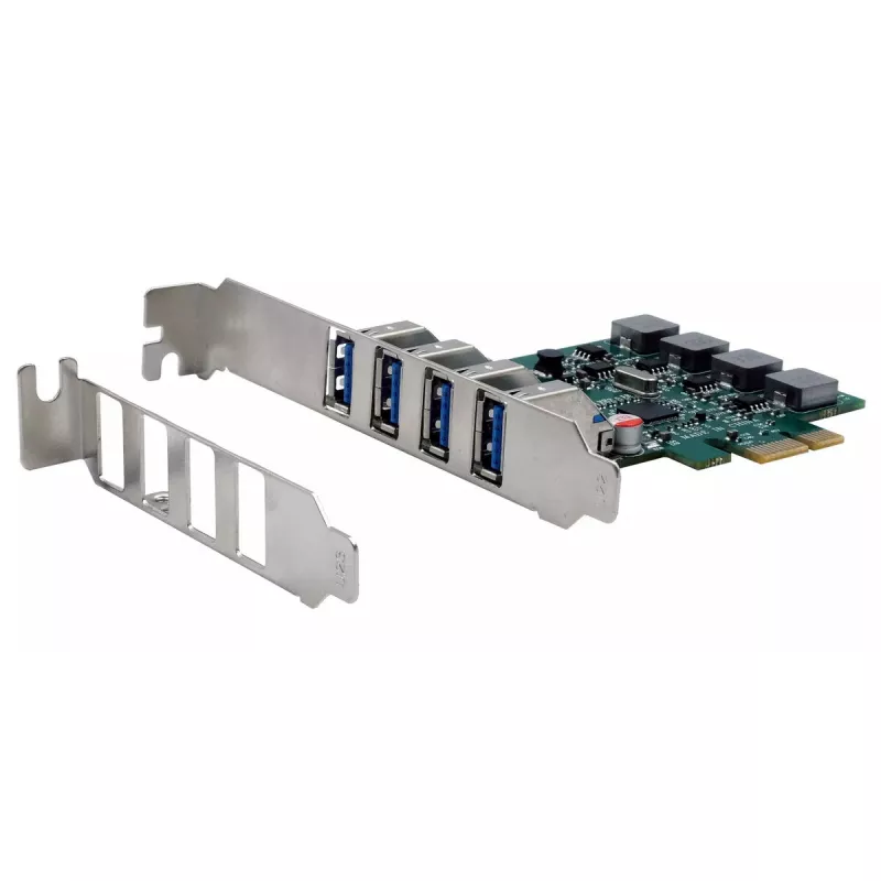 EXSYS 4-portu USB 3.2 Gen 1 PCIe karte ar pašbarošanu 3A Renesas