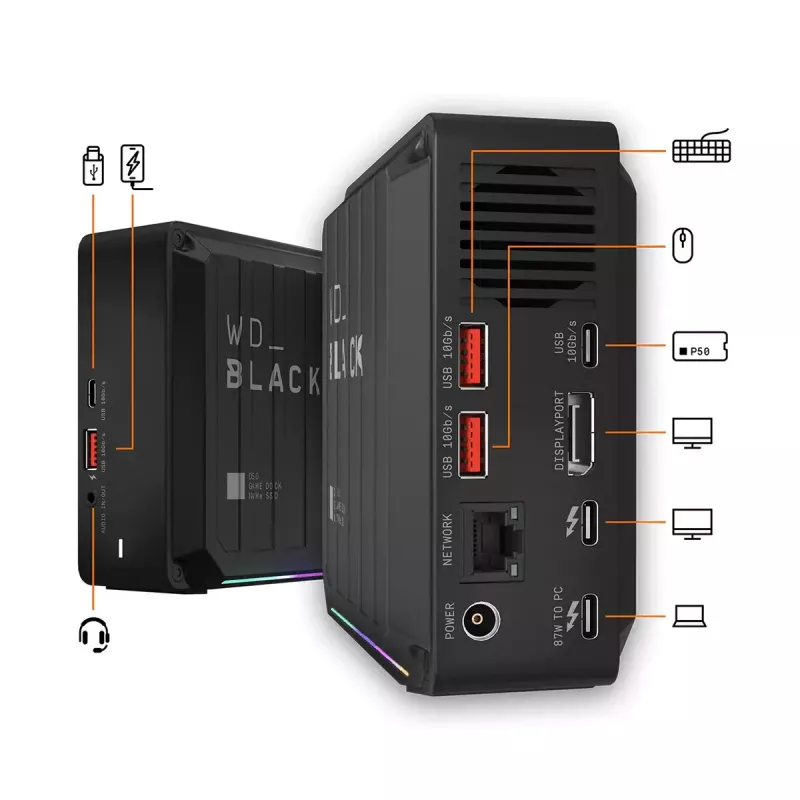 SSD Western Digital D50 Wired Thunderbolt 3 Melns