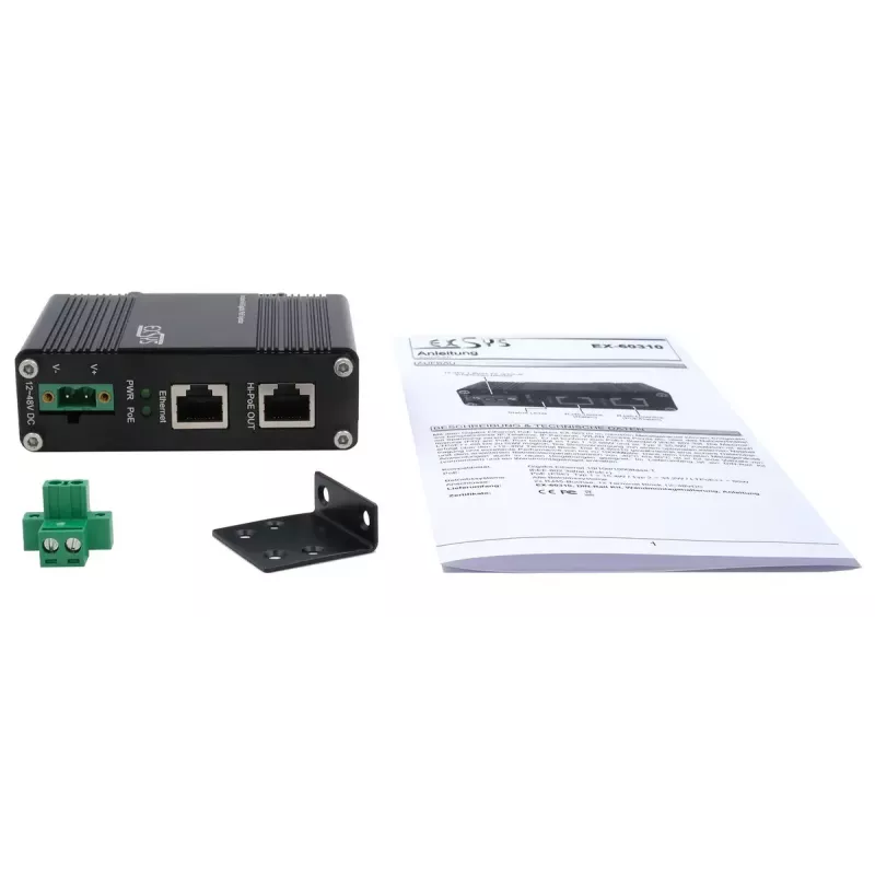 EXSYS PoE++ Gigabit Injector 60W -40°C līdz +80°C