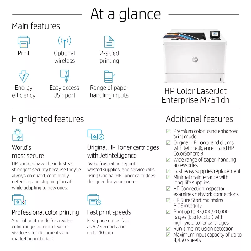 Printer HP Color LaserJet Enterprise M751dn Laser Colour