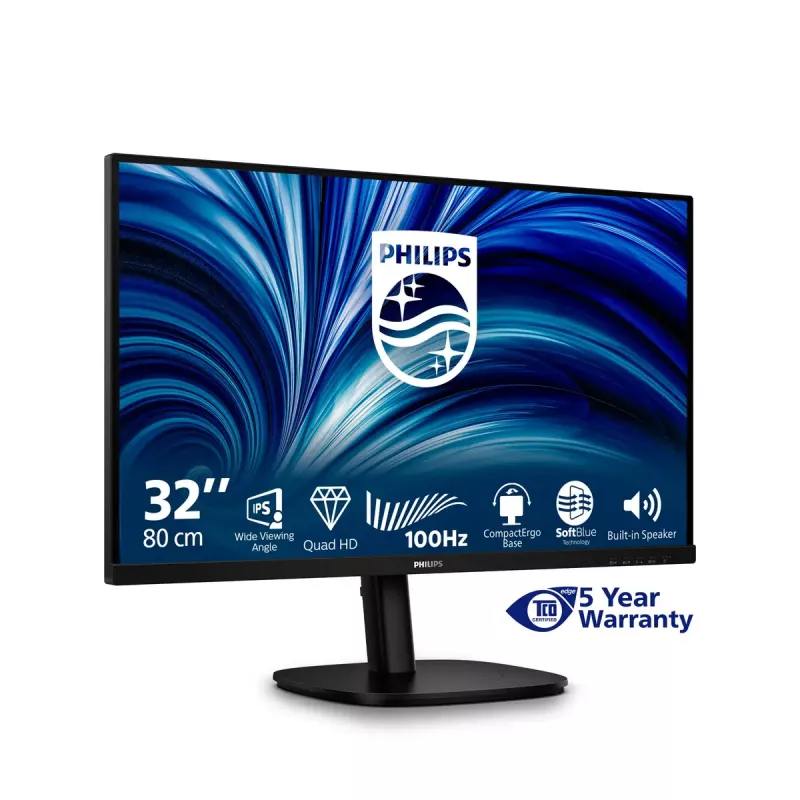 Philips 3000 sērijas 32B2N3500/00 datora monitors 80 cm (31,5 collas) 2560 x 1440 pikseļi Quad HD LCD Melns