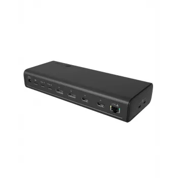 ICY BOX DockingStation 17-in-1, sešas video izejas, vadu, USB 3.2 Gen 2 (3.1 Gen 2) Type-C, 140 W, 3,5 mm, 10,100,1000,2500 Mbit/s, melna