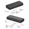 ICY BOX DockingStation 17-in-1, sešas video izejas, vadu, USB 3.2 Gen 2 (3.1 Gen 2) Type-C, 140 W, 3,5 mm, 10,100,1000,2500 Mbit/s, melna