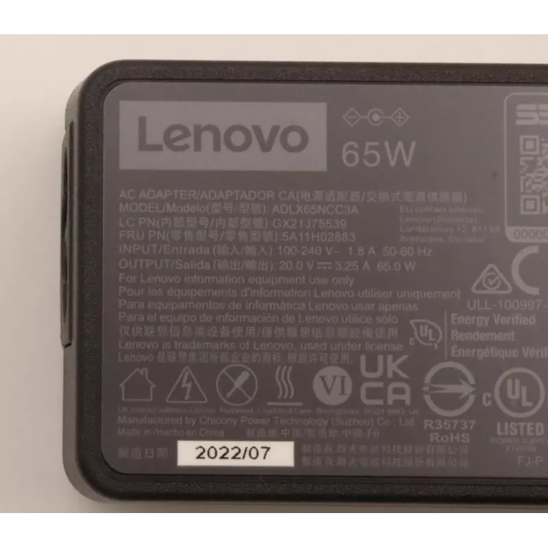 Lenovo 5A11H02883 strāvas adapteris Iekštelpām 65 W Melns