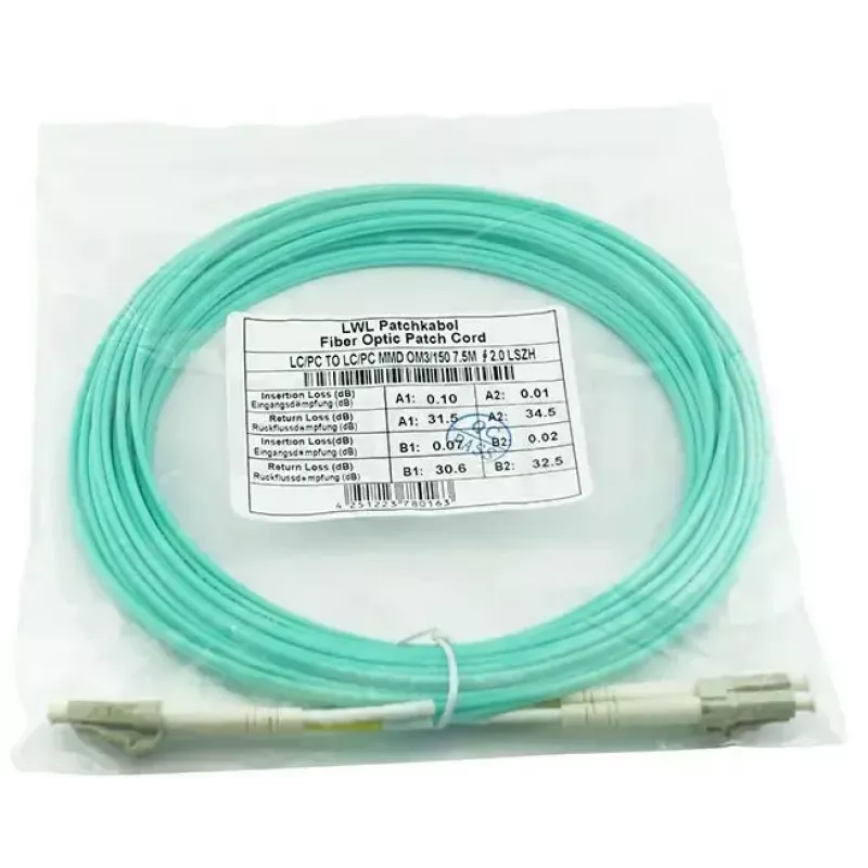 Optiskās šķiedras kabelis BlueOptics 050502T512000030M-BO 2x LC 2x SC LC/APC OM3 30 m Zaļš