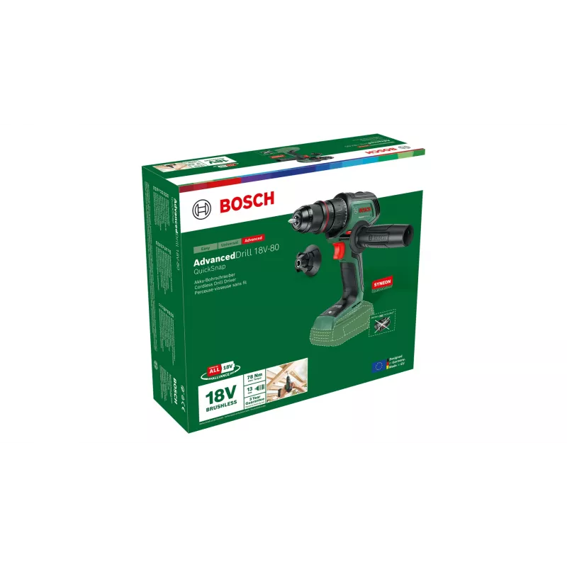 Bosch AdvancedDrill 18V-80 QuickSnap 1950 RPM Keyless 830 g Melns, Zaļš