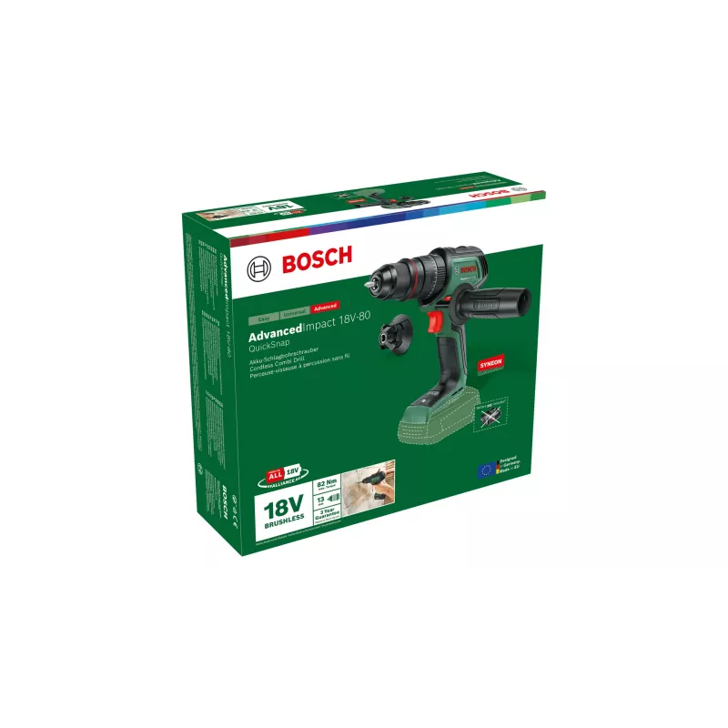 Bosch AdvancedImpact 18V-80 QuickSnap 1950 RPM Keyless 890 g Melns, Zaļš
