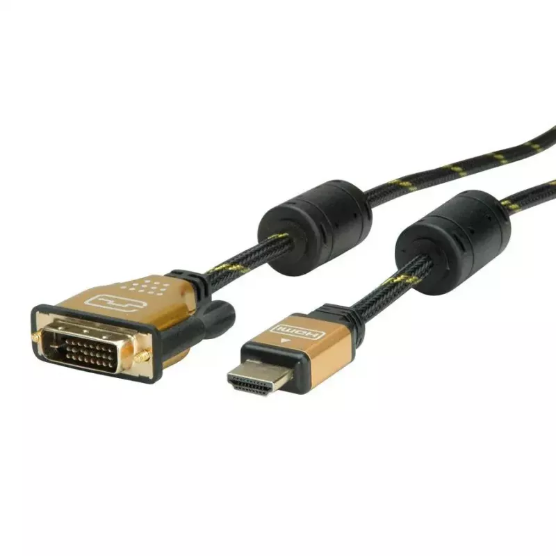 Video kabeļa adapteris ROLINE 11.04.5895 10 m HDMI DVI melns zelts