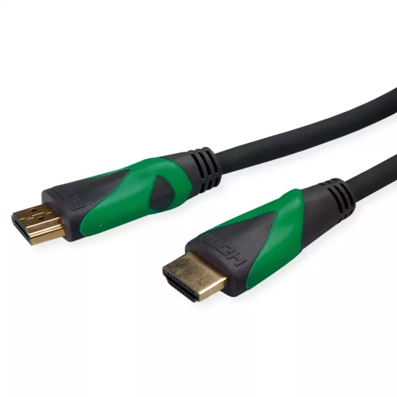 ROLINE HDMI kabelis 1 m, A tipa vīrišķais uz vīrišķais, zeltīts, melns