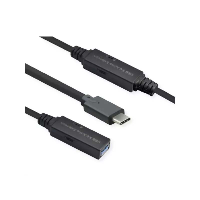 ROLINE USB kabelis 12.04.1066 USB 3.2 Gen 1 10m USB C USB A Melns
