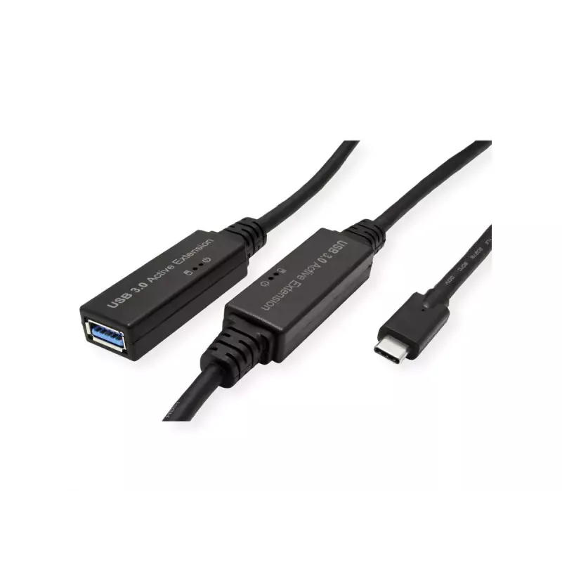 ROLINE USB kabelis 12.04.1066 USB 3.2 Gen 1 10m USB C USB A Melns