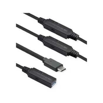ROLINE USB kabelis 12.04.1068 USB 3.2 Gen 1 20 m USB C USB A Melns