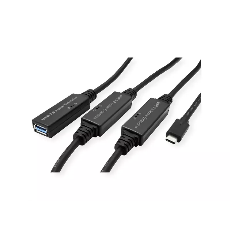 ROLINE USB kabelis 12.04.1068 USB 3.2 Gen 1 20 m USB C USB A Melns