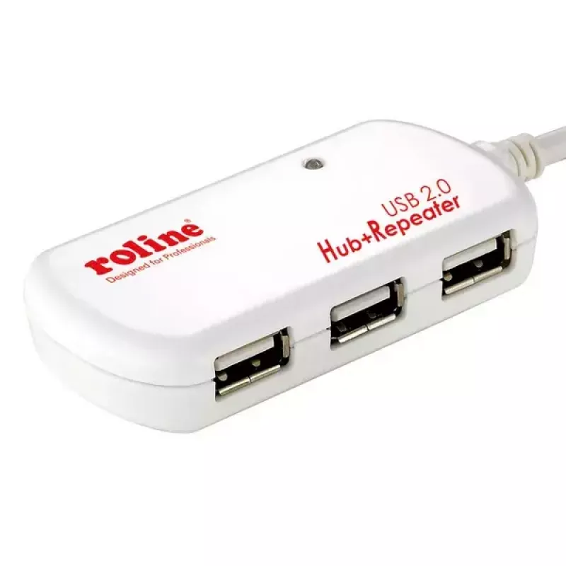 USB centrmezgls ROLINE 4 portu ar atkārtotāju 12 m