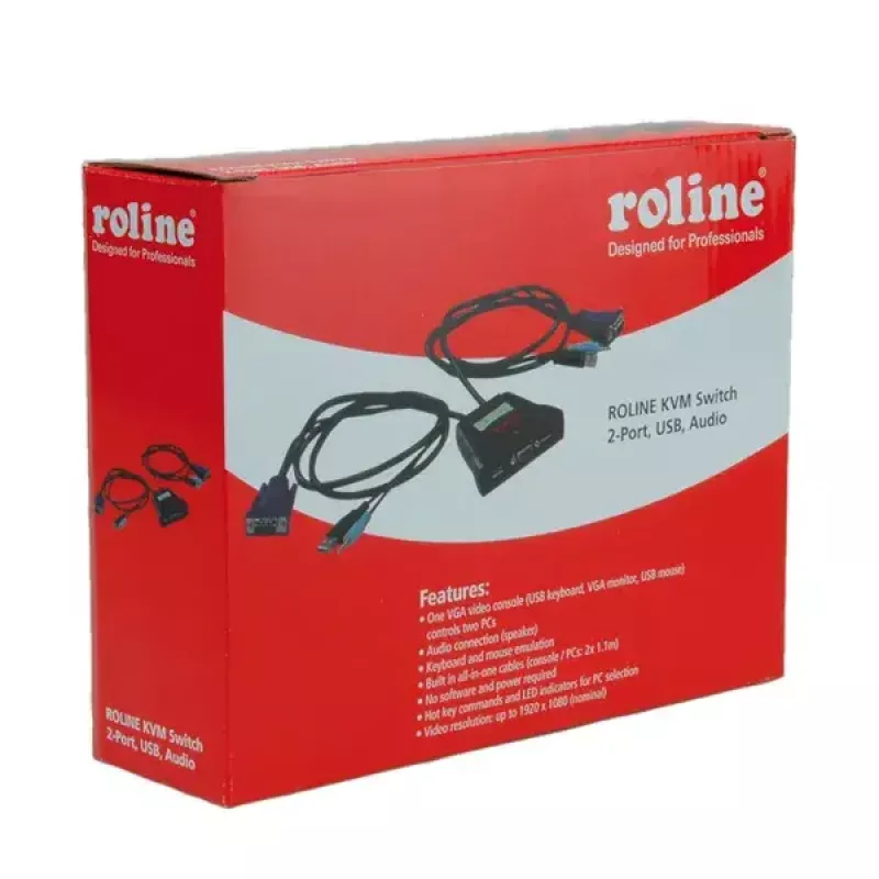 KVM slēdzis ROLINE Star 1 lietotājs 2 datori Audio USB