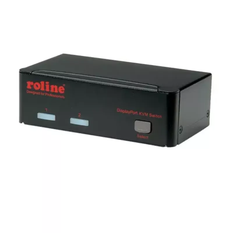 KVM pārslēgs ROLINE 1 lietotājam 2 datoriem ar DisplayPort un USB centrmezglu
