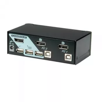 KVM pārslēgs ROLINE 1 lietotājam 2 datoriem ar DisplayPort un USB centrmezglu