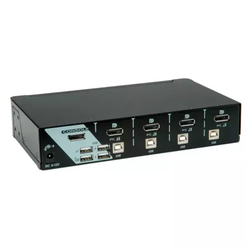 KVM slēdzis ROLINE 1 lietotājam 4 datori DisplayPort ar USB centrmezglu