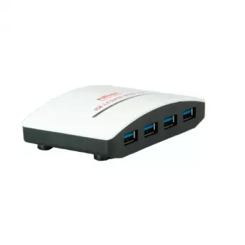 USB centrmezgls ROLINE melnbalts 4 porti ar barošanas bloku