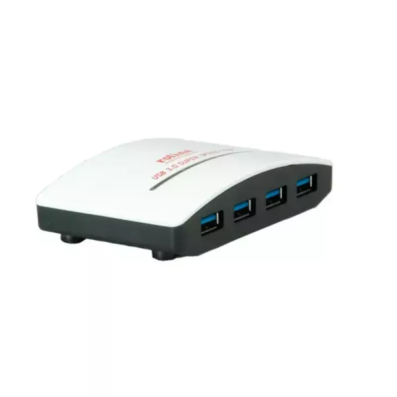 USB centrmezgls ROLINE melnbalts 4 porti ar barošanas bloku