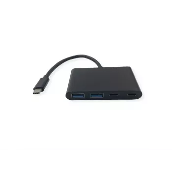 USB-C saskarnes centrmezgls VALUE 14.99.5041 — USB 3.2 Gen 1 Type-C/Type-A, 1000 Mbit/s, alumīnija, melns, 76×46×12,2 mm