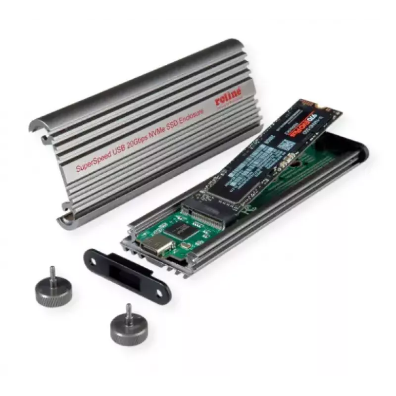 SSD korpuss ROLINE 16.01.4147 M.2 Alumīnija Melns 20 Gbit/s