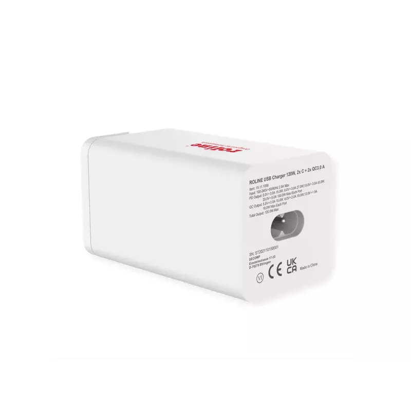 Mobilo ierīču lādētājs ROLINE 19.11.1056 Universāls maiņstrāvas ātrā uzlāde 2 USB Type-C
