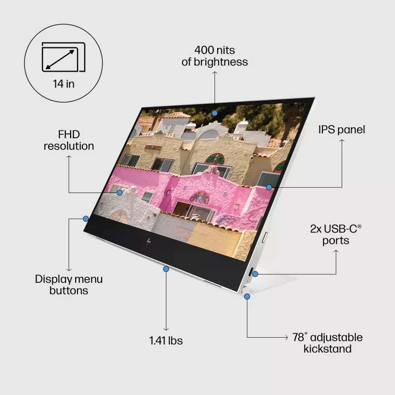 Monitors HP E-Series E14 G4 14 collu Full HD LCD 1920x1080