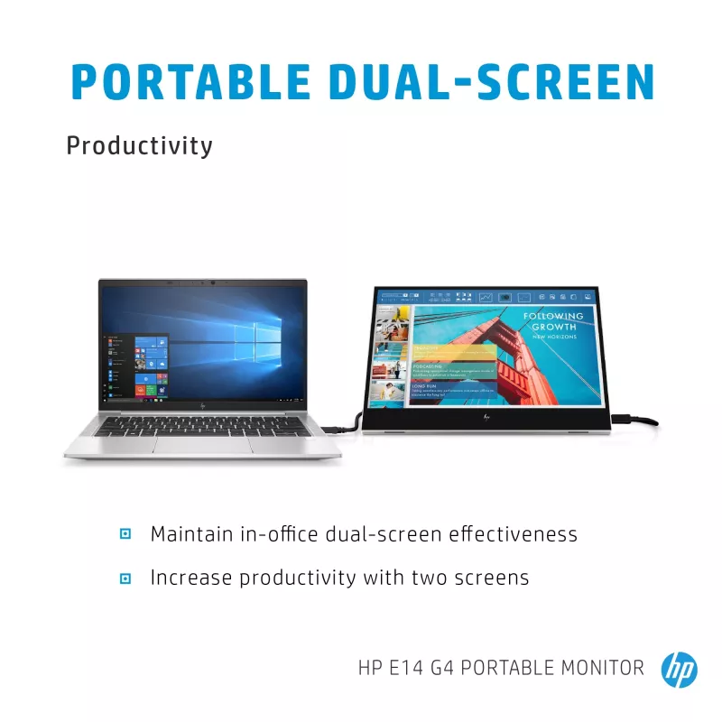 HP E-Series E14 G4 datora monitors 35,6 cm (14 colli) 1920 x 1080 pikseļi Full HD LED Balts