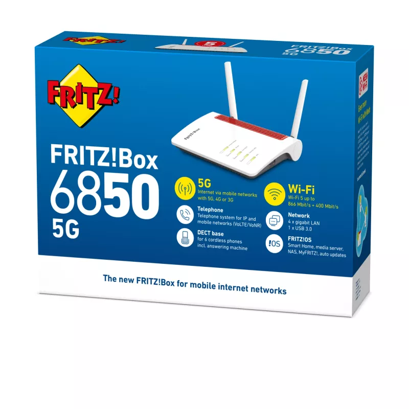 Bezvadu maršrutētājs Box 6850 5G Gigabit Ethernet Divjoslu (2,4 GHz / 5 GHz) Balts