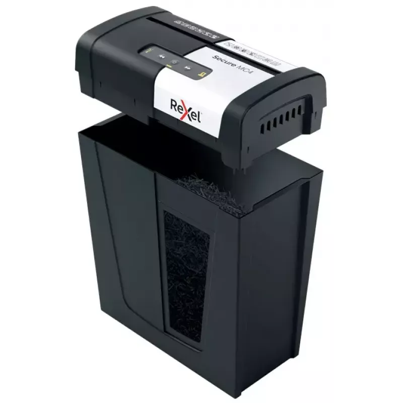 Rexel Secure MC4 papīra smalcinātājs, mikro griešana, 60 dB, melns, sudrabains