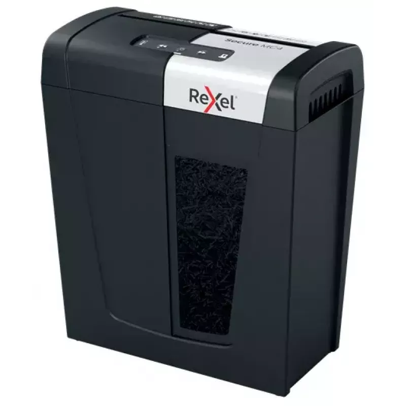 Rexel Secure MC4 papīra smalcinātājs, mikro griešana, 60 dB, melns, sudrabains
