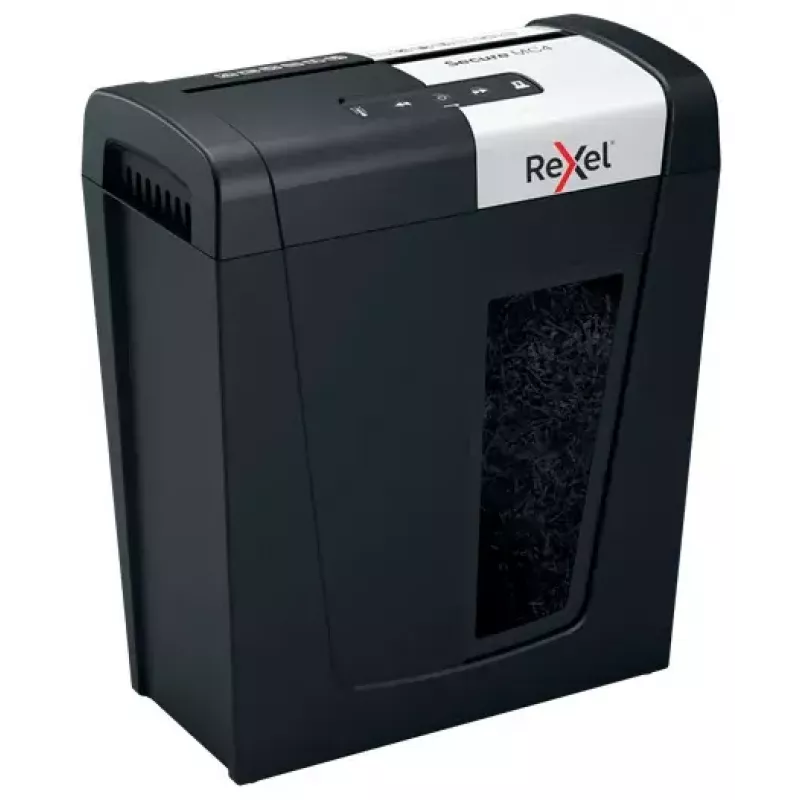 Rexel Secure MC4 papīra smalcinātājs, mikro griešana, 60 dB, melns, sudrabains