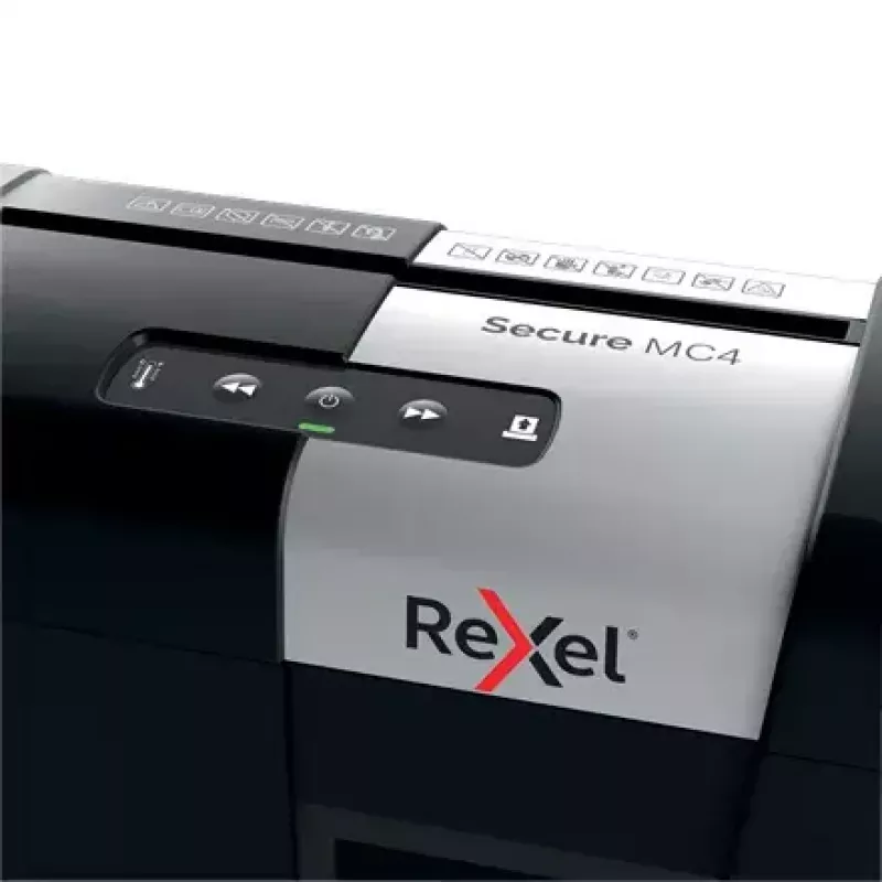 Rexel Secure MC4 papīra smalcinātājs, mikro griešana, 60 dB, melns, sudrabains
