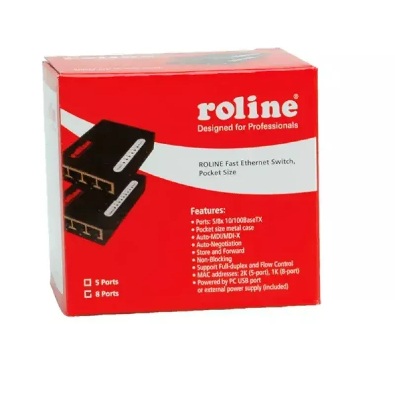Fast Ethernet slēdzis ROLINE 21.14.3134 Pocket 8 porti