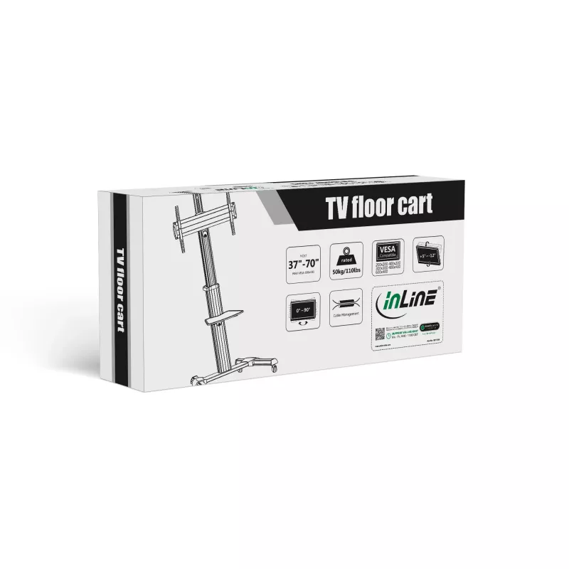 InLine regulējama augstuma TV ratiņi, LED-TV 37–70 collas (94–178 cm), maks. 50 kg