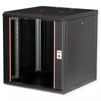 Sienas montāžas statīvs ROLINE Pro 12U 19 collu, 600x600 mm, melns, IP20, atslēgas slēdzene