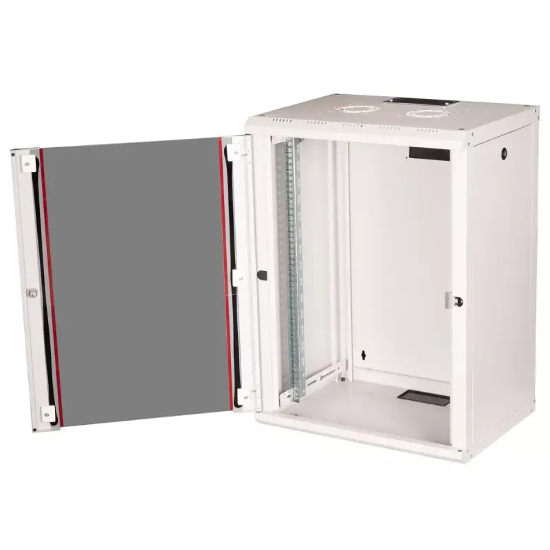 Pie sienas stiprināms 19 collu statīva korpuss ROLINE Pro 16U 600x450 mm, pelēks, atslēgas slēdzene, IP20