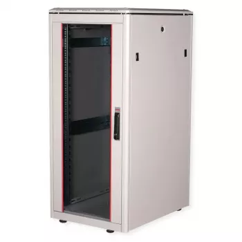 ROLINE 19 collu tīkla skapis Pro 26U, 600x800 mm PxG, stikla durvis, pelēks, IP20, 600 kg nestspēja