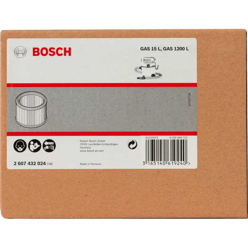 Bosch 2 607 432 024 putekļsūcēja piederums/patēriņa materiāls Filtrs tvertnes putekļsūcējam