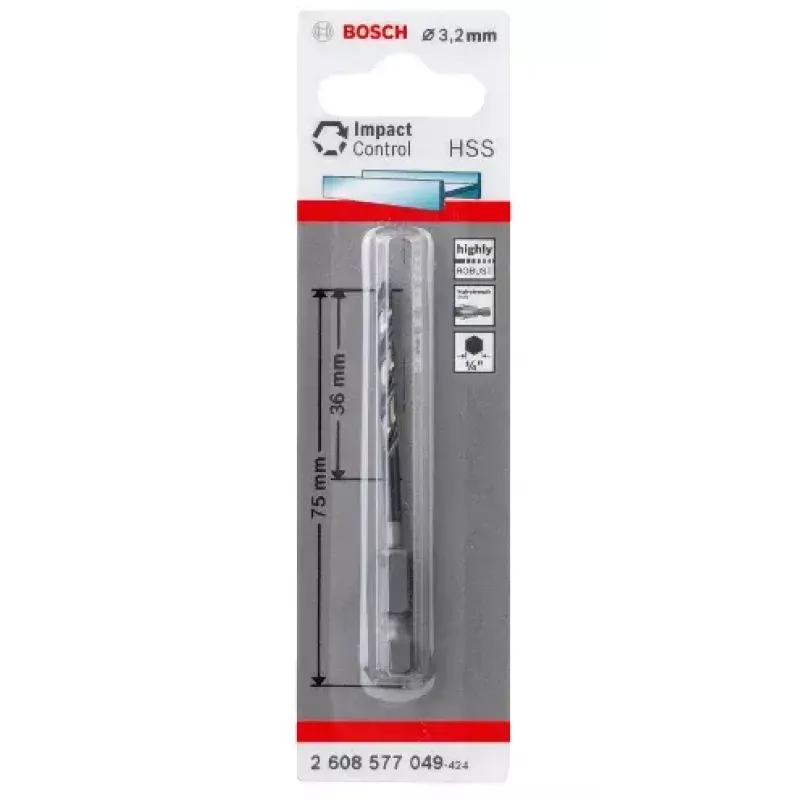 Bosch HSS sešstūra kāta vītņurbis 3,2 mm