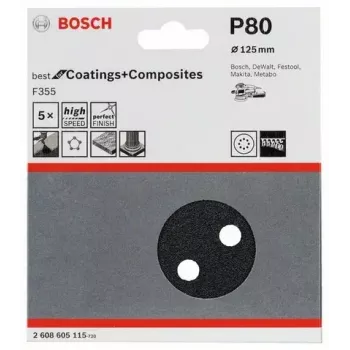 Slīpēšanas loksne Bosch F355 5 gab. 2608605115