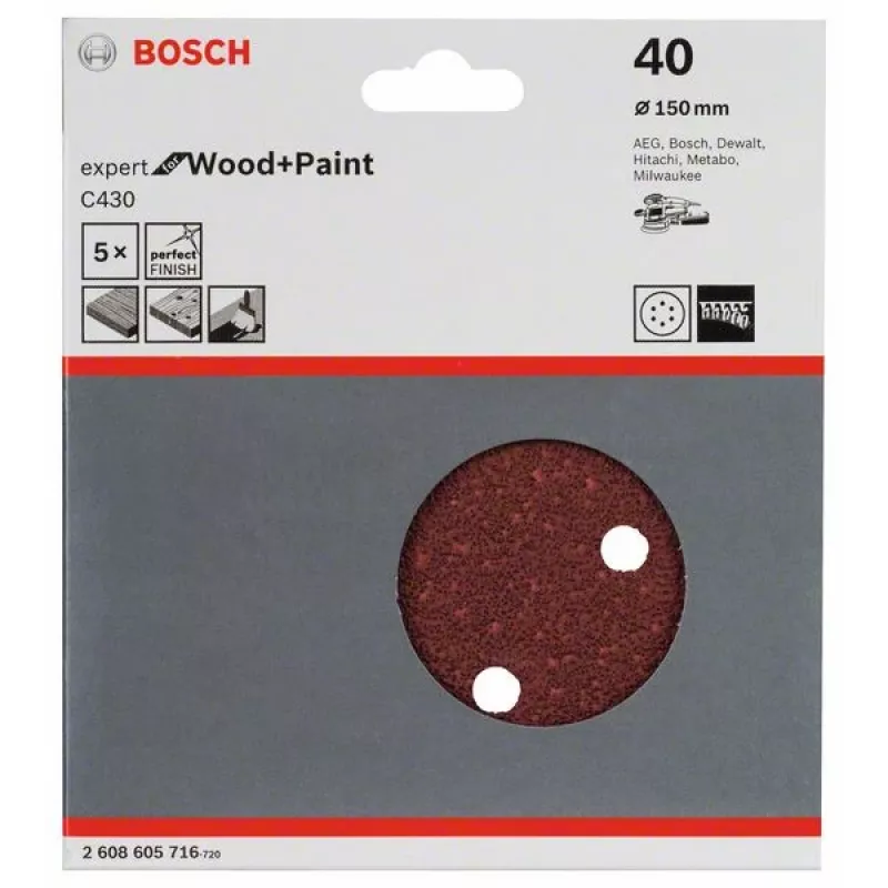 Bosch 2 608 605 716 manuālās slīpēšanas piederums Slīploksne P40 5 gab.