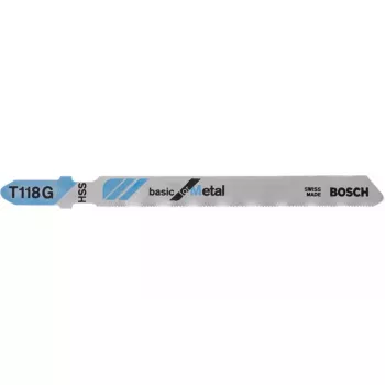 Finierzāģa asmens Bosch T 118 G Basic for Metal, ātrgriezējtērauds (HSS)