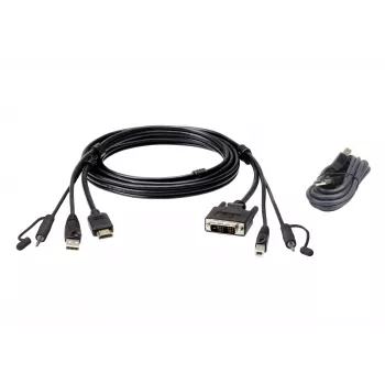 ATEN HDMI to DVI-D USB USB KVM kabelis ar audio; 1,8M USB HDMI uz DVI-D drošais KVM